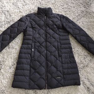 Kenneth Cole Black Puffer Jacket Coat Duck Down Long Sz. Large